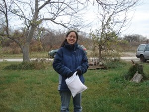PIBO Biologist Sachi Schott worked behind the scenes to monitor the mist nets and ensure we had birds to band during our video conference with the Kingsville students.