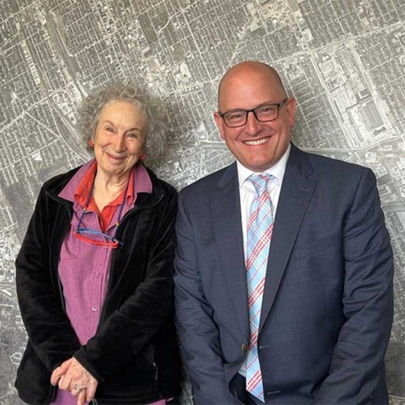 Margaret Atwood and Windsor Mayor Drew Dilkens